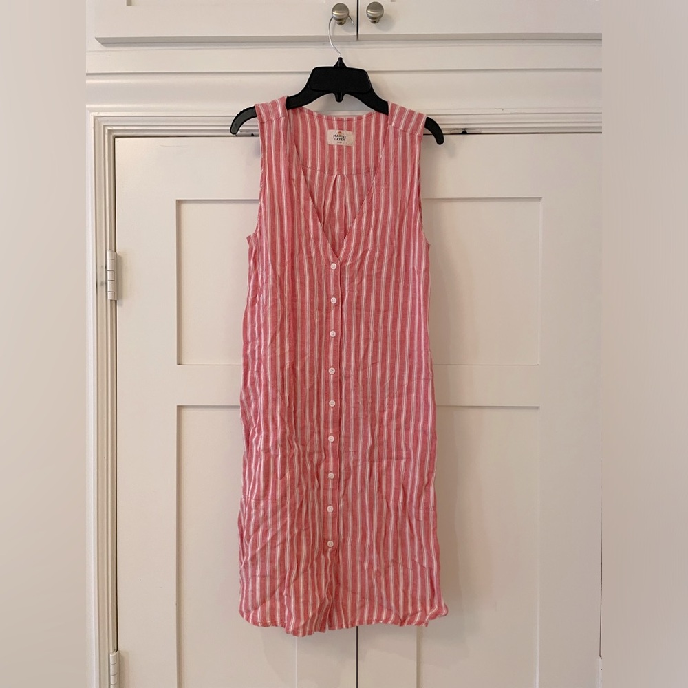 Marine Layer size S coral and white striped dress